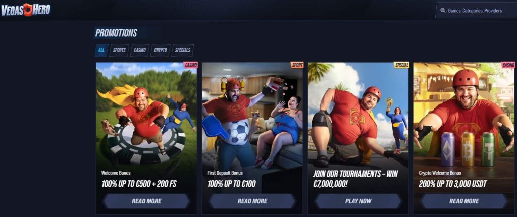 vegas hero casino offers